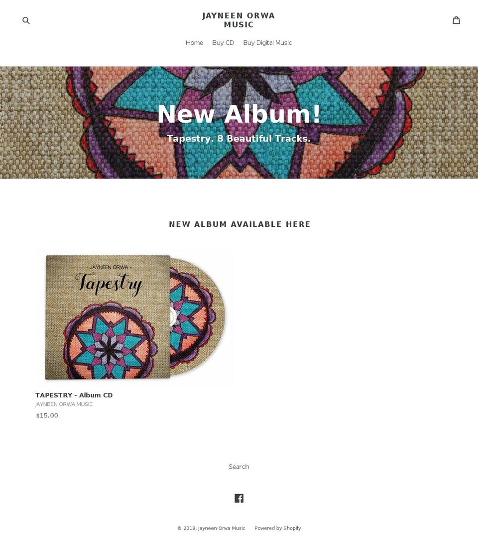 jayneenorwamusic.com — Shopify storefront screenshot