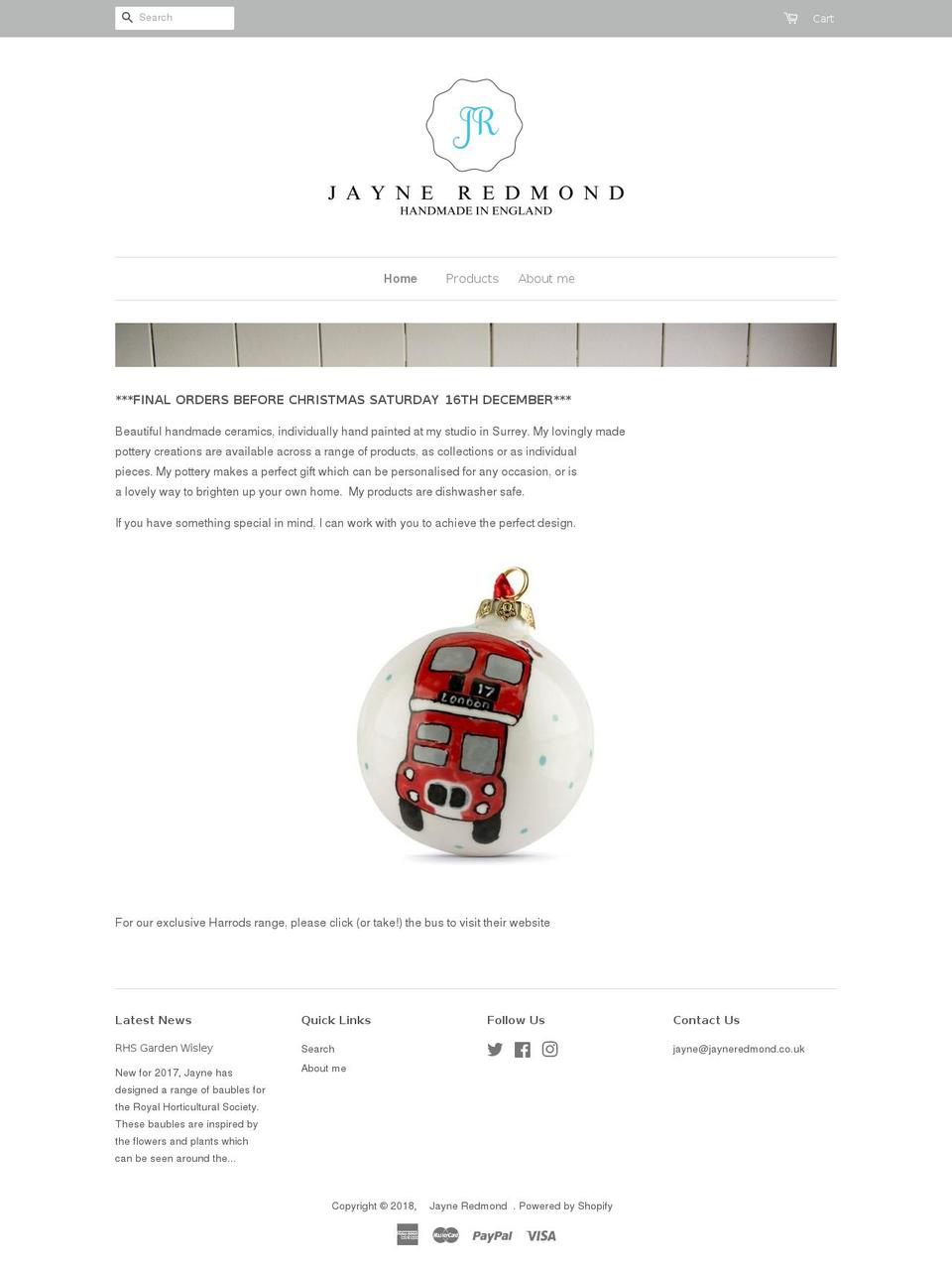 jayneredmond.com — Shopify storefront screenshot