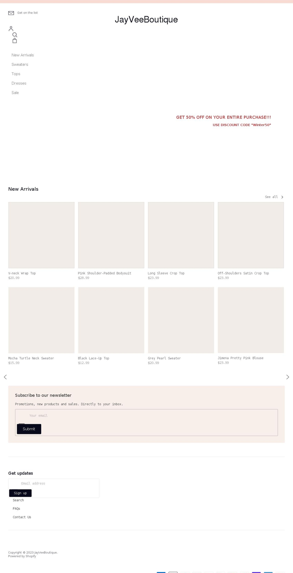 jayvee-boutique.com shopify website screenshot