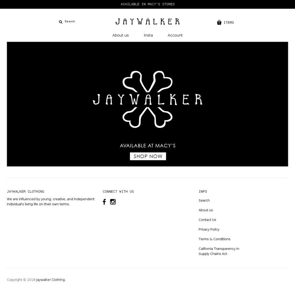 jaywalkerclothing.com shopify website screenshot
