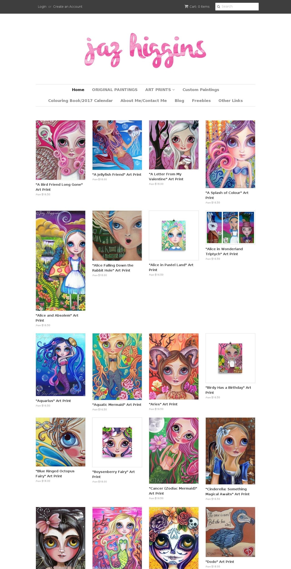 jazhiggins.com shopify website screenshot