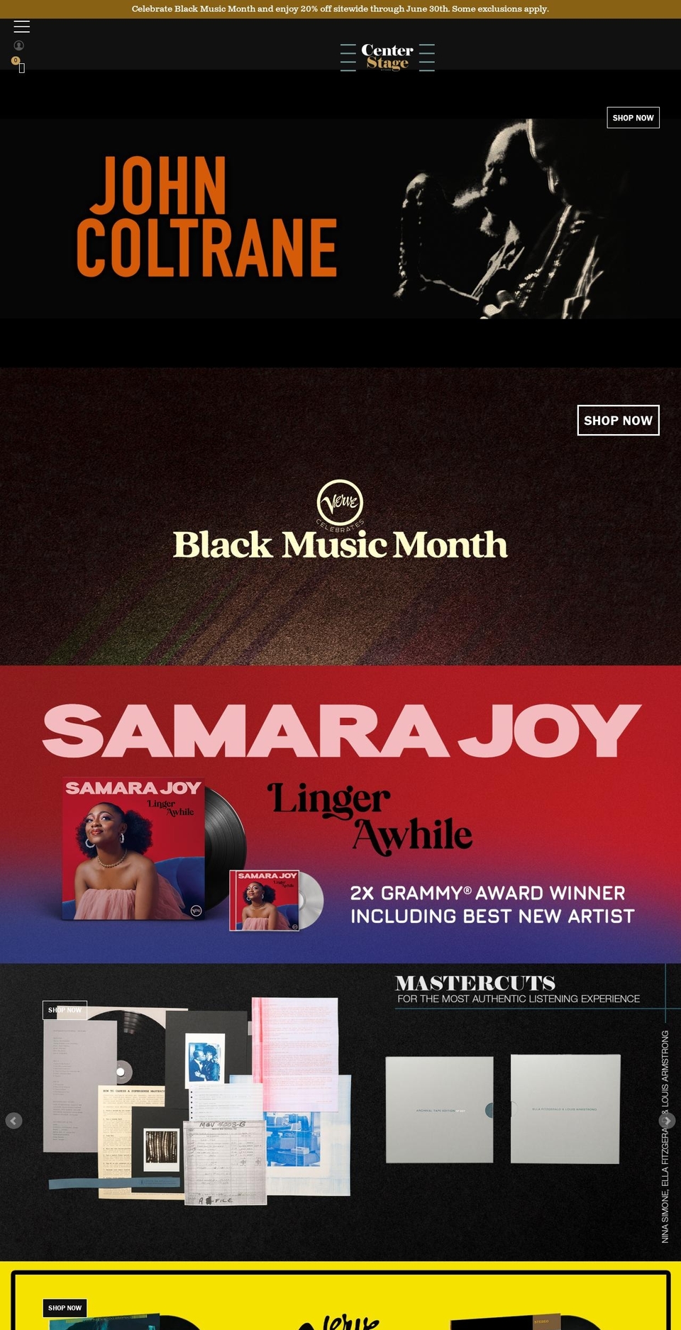 jazz.centerstagestore.com shopify website screenshot