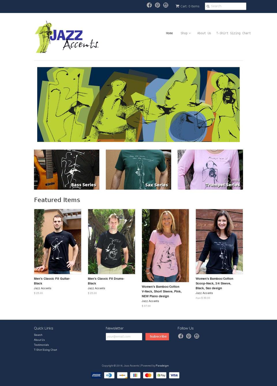 jazzaccents.com — Shopify storefront screenshot