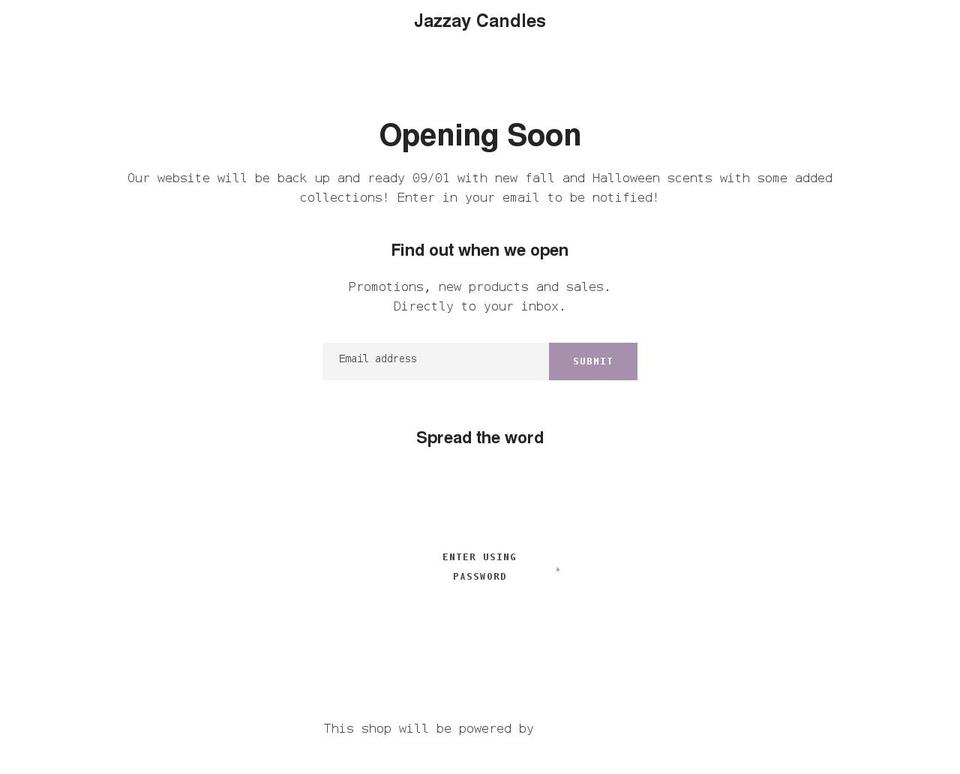 jazzay-candles.com shopify website screenshot