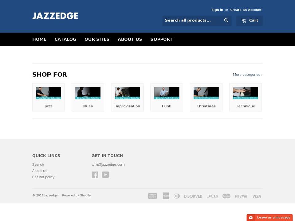 jazzedge.com shopify website screenshot