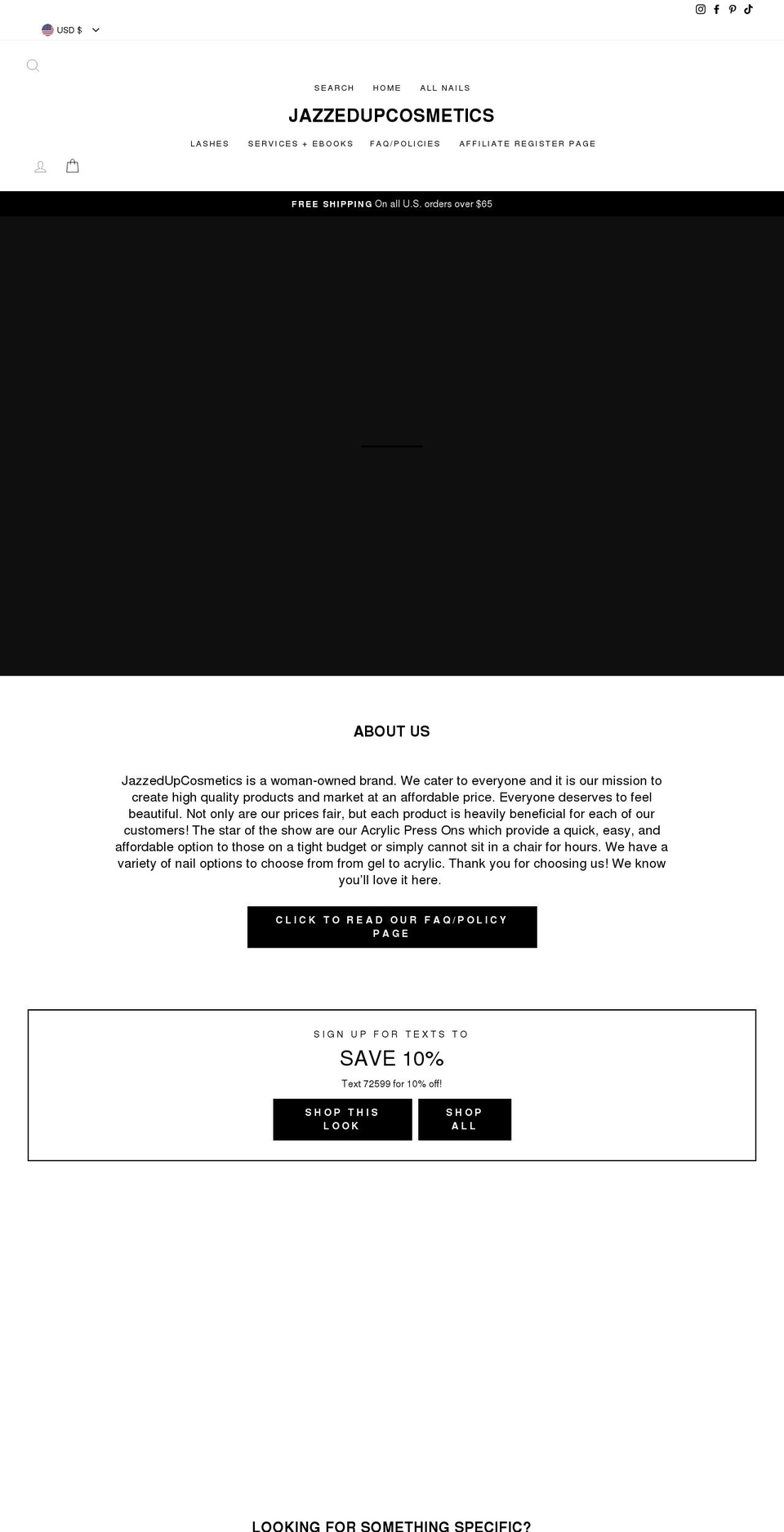 jazzedupcosmetics.com shopify website screenshot