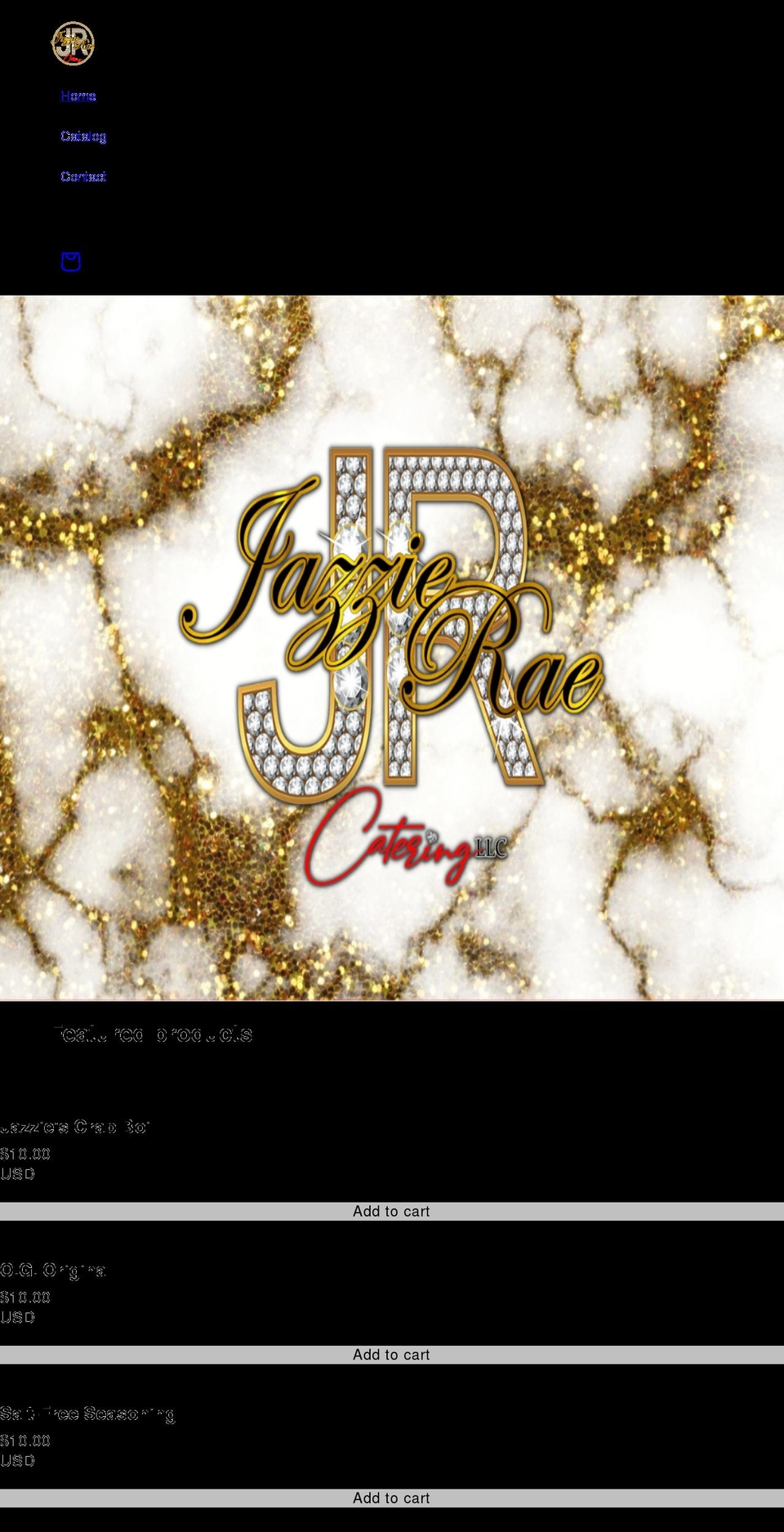 jazzieraecatering.com shopify website screenshot