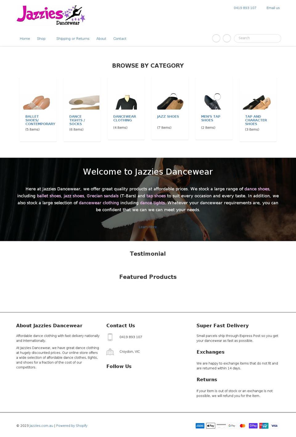 jazzies.com.au shopify website screenshot