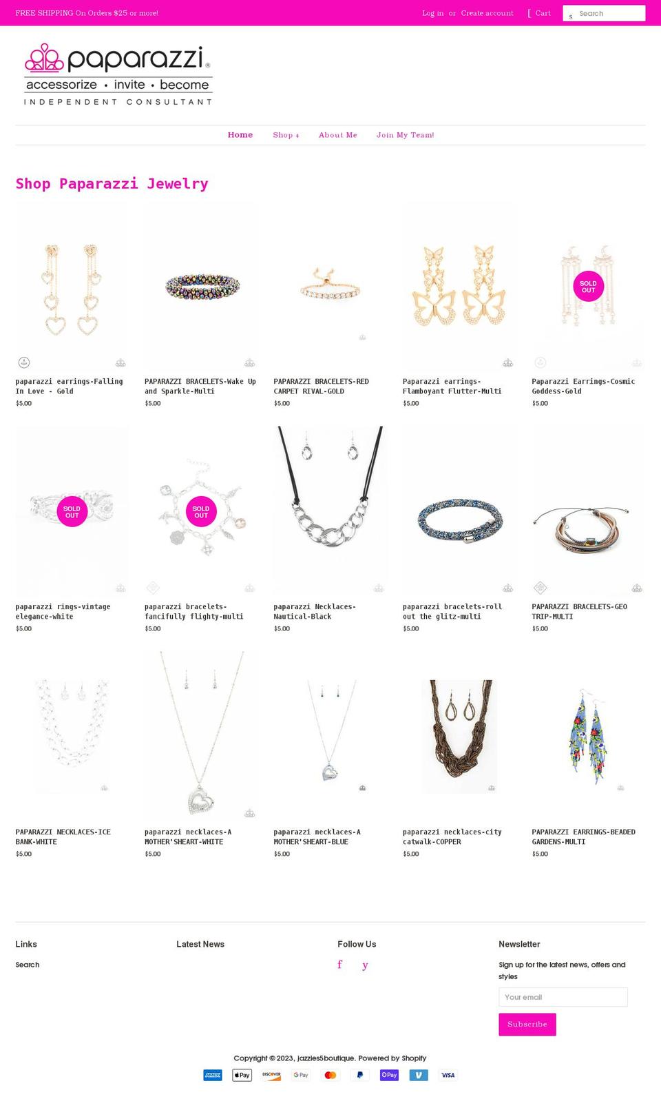 Dazzlingdivaspaparazzipink Shopify theme site example jazzies5boutique.com