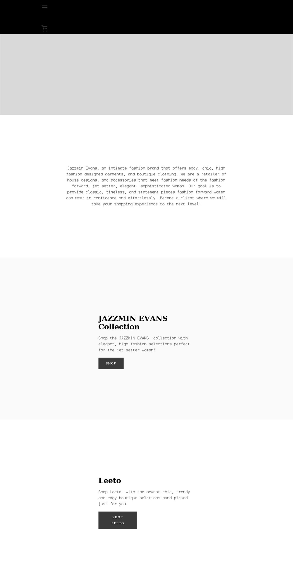 jazzminevans.com shopify website screenshot