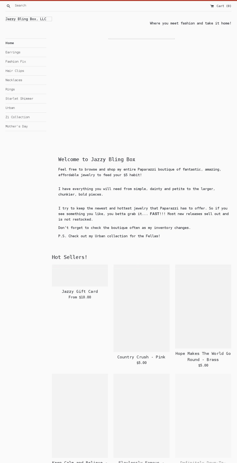 jazzyblingbox.com shopify website screenshot