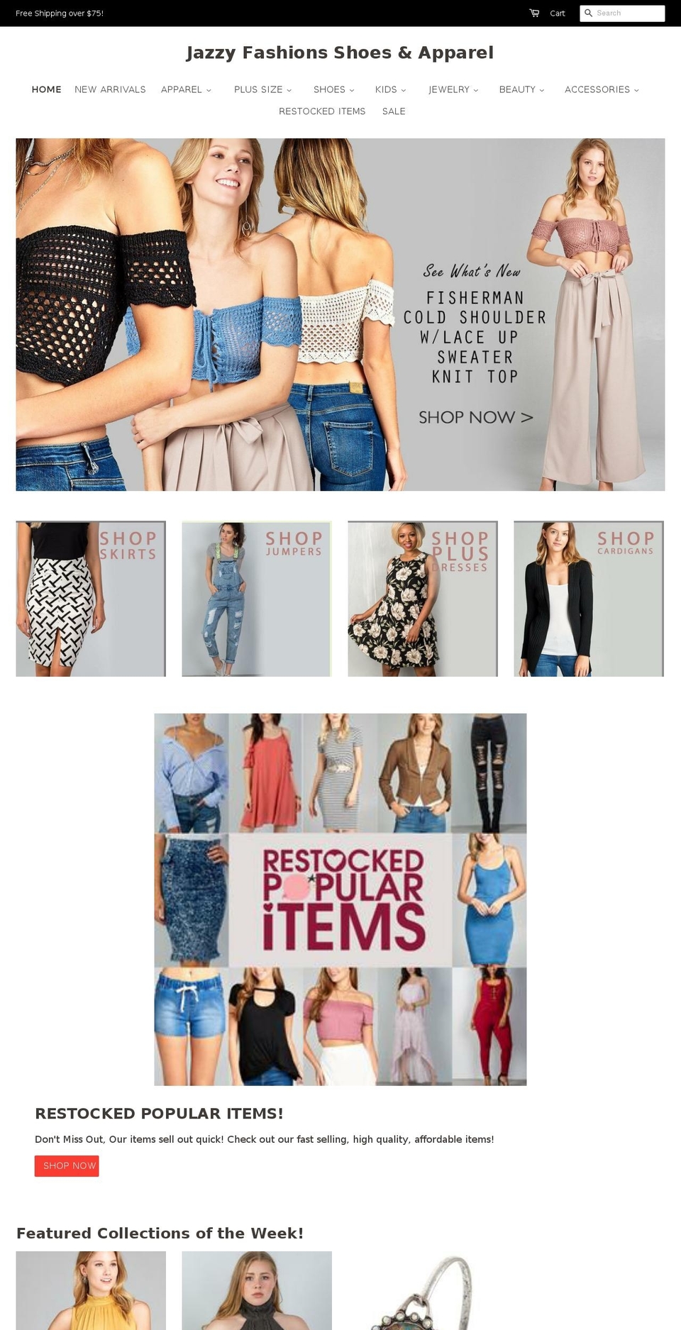 jazzyfashions.net shopify website screenshot
