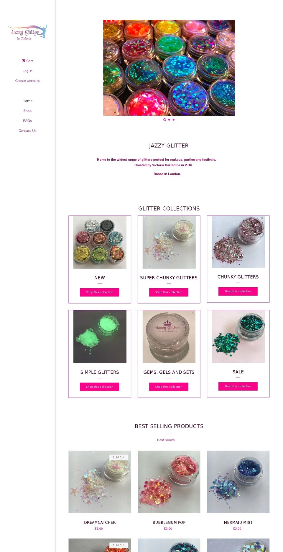 jazzyglitter.com — Shopify storefront screenshot