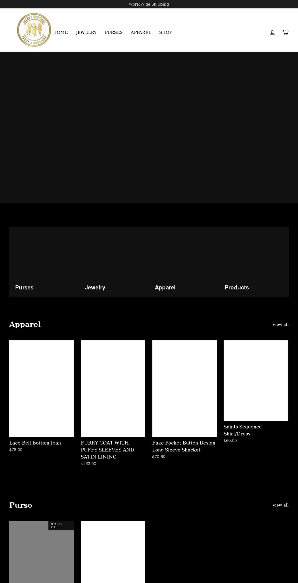 jazzyjboutique.com shopify website screenshot