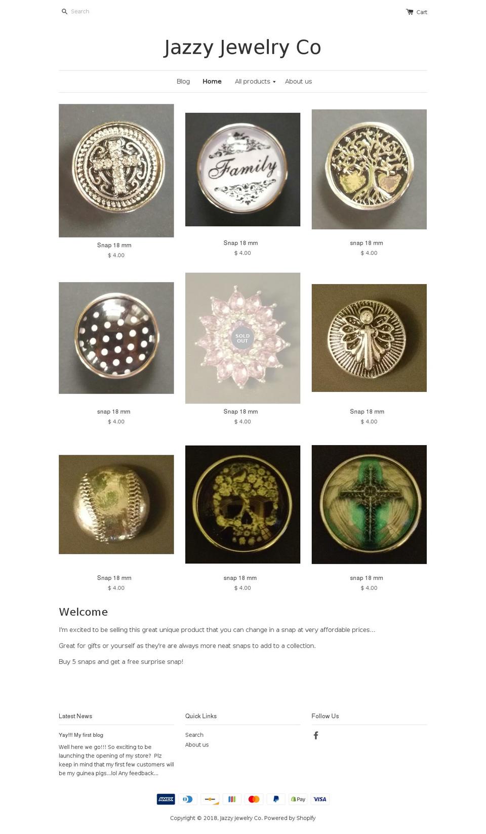 jazzyjewelryco.com — Shopify storefront screenshot