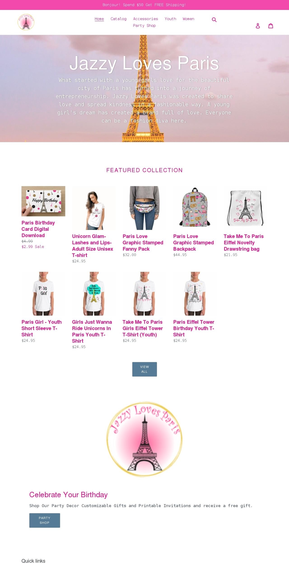 jazzylovesparis.com shopify website screenshot