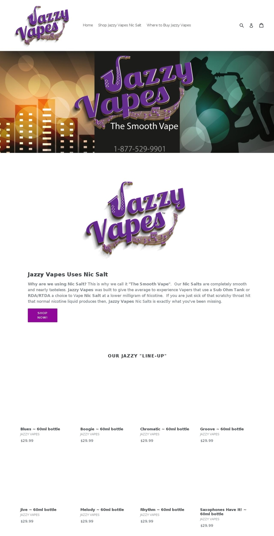 jazzyvapes.com — Shopify storefront screenshot