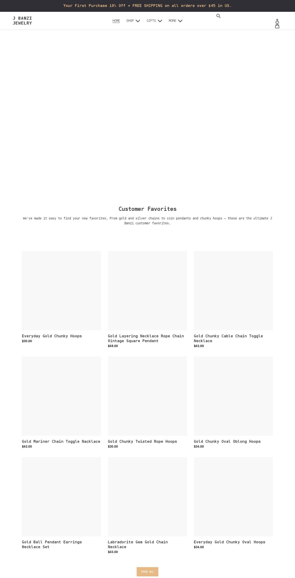 jbanzijewelry.com shopify website screenshot