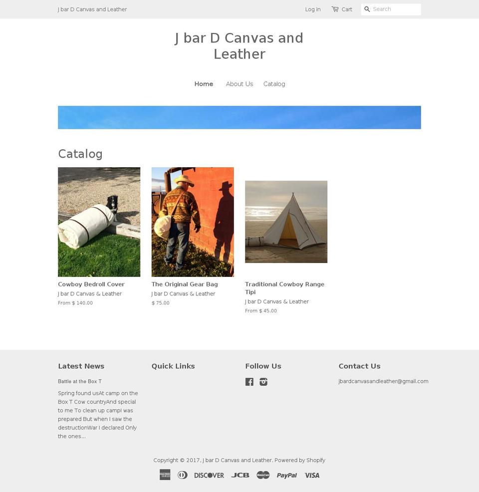 jbardcanvasandleather.com shopify website screenshot