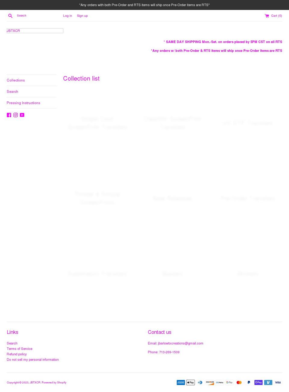 jbarlowtxcreations.com shopify website screenshot