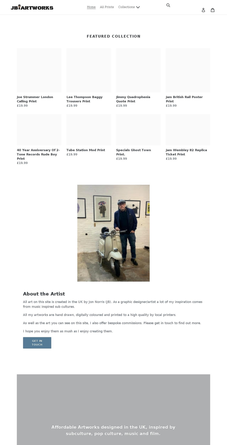 jbartworks.co.uk shopify website screenshot