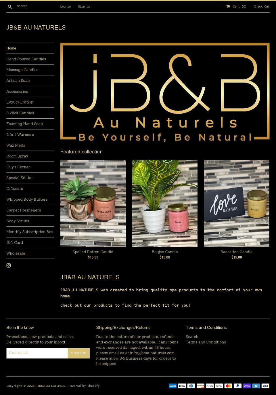 jbbaunaturels.com shopify website screenshot