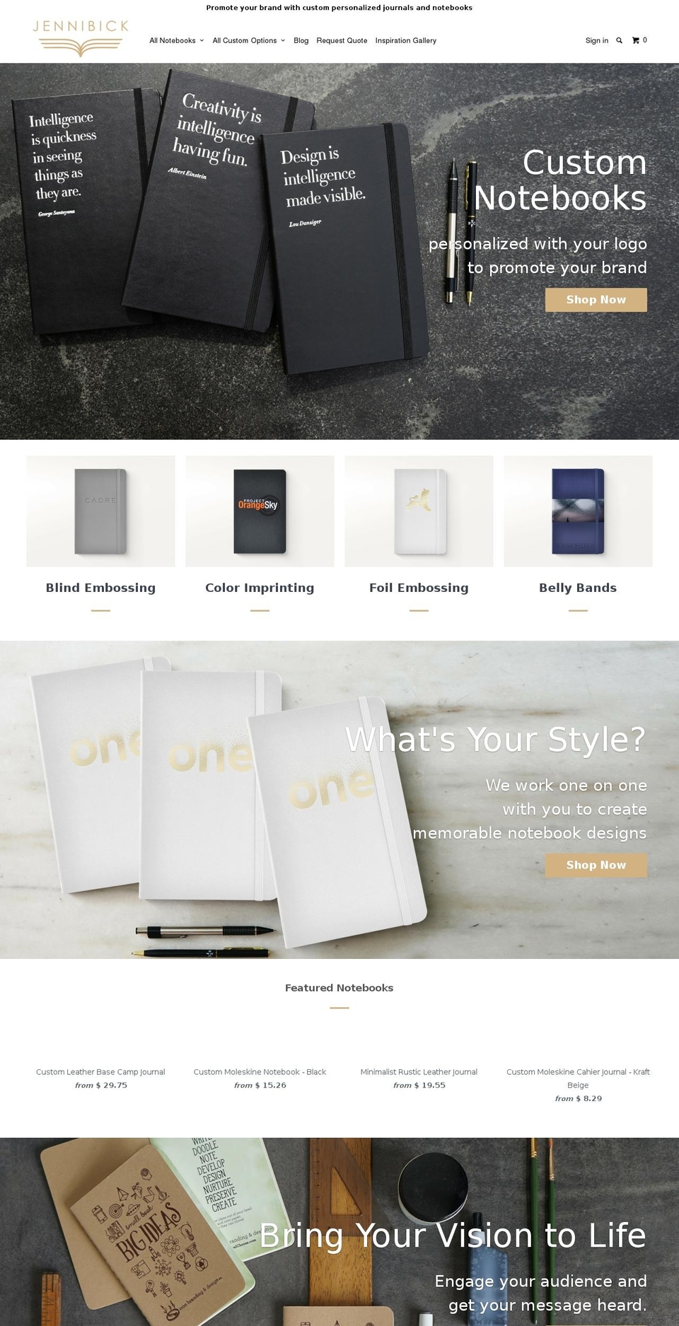 Canopy Shopify theme site example jbcustomjournals.com