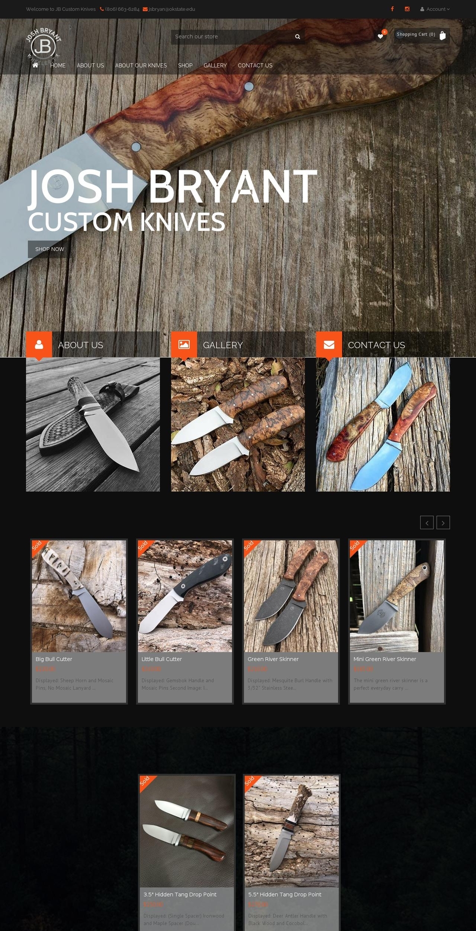 jbcustomknives.com shopify website screenshot