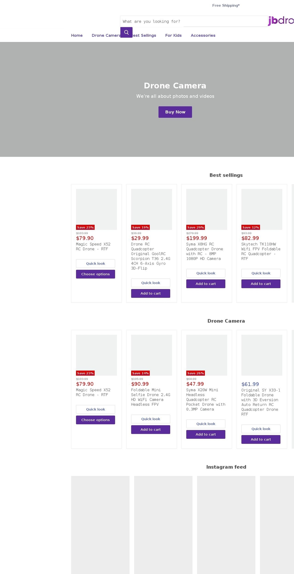 jbdrones.com shopify website screenshot