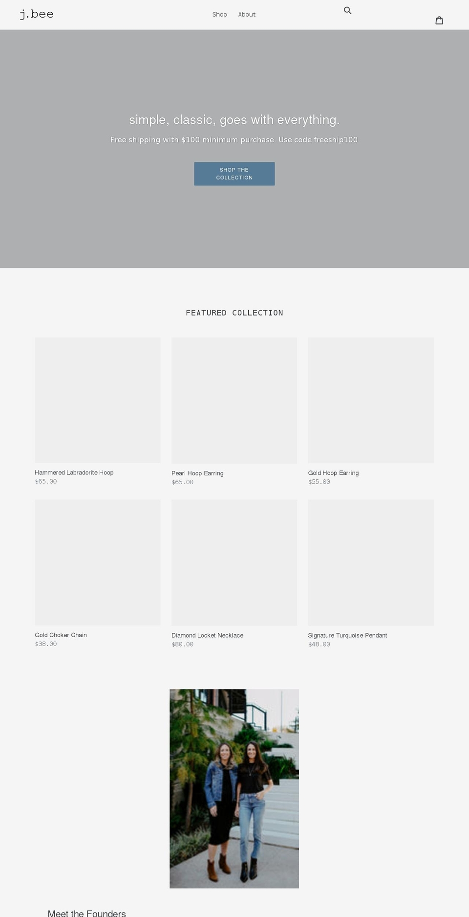 jbeejewelry.com shopify website screenshot