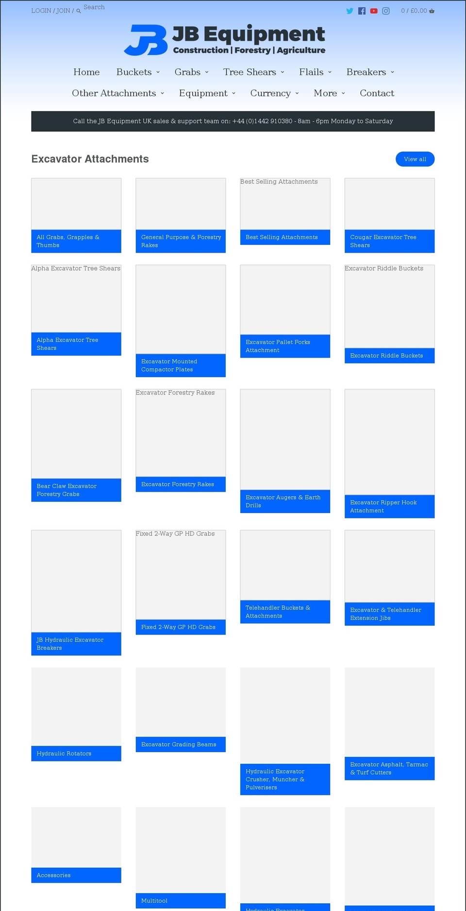 jbequipment.co.uk shopify website screenshot