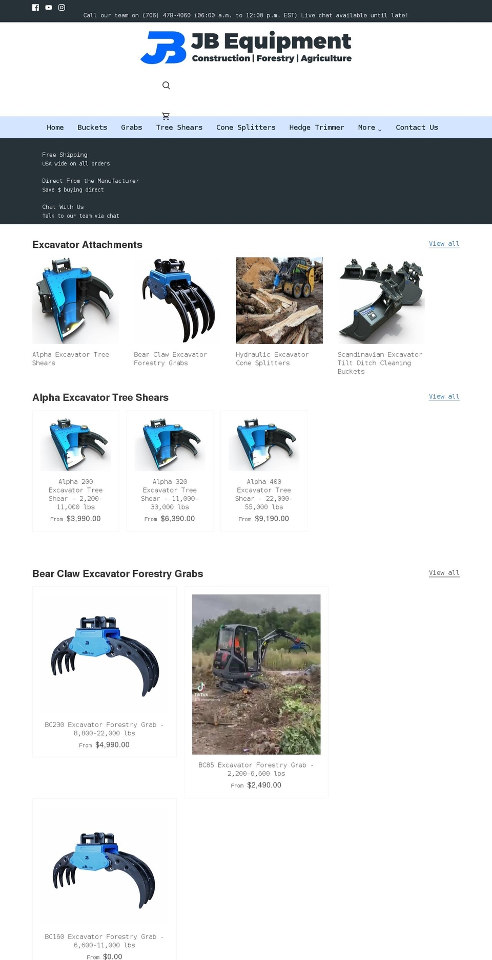 jbequipment.us shopify website screenshot