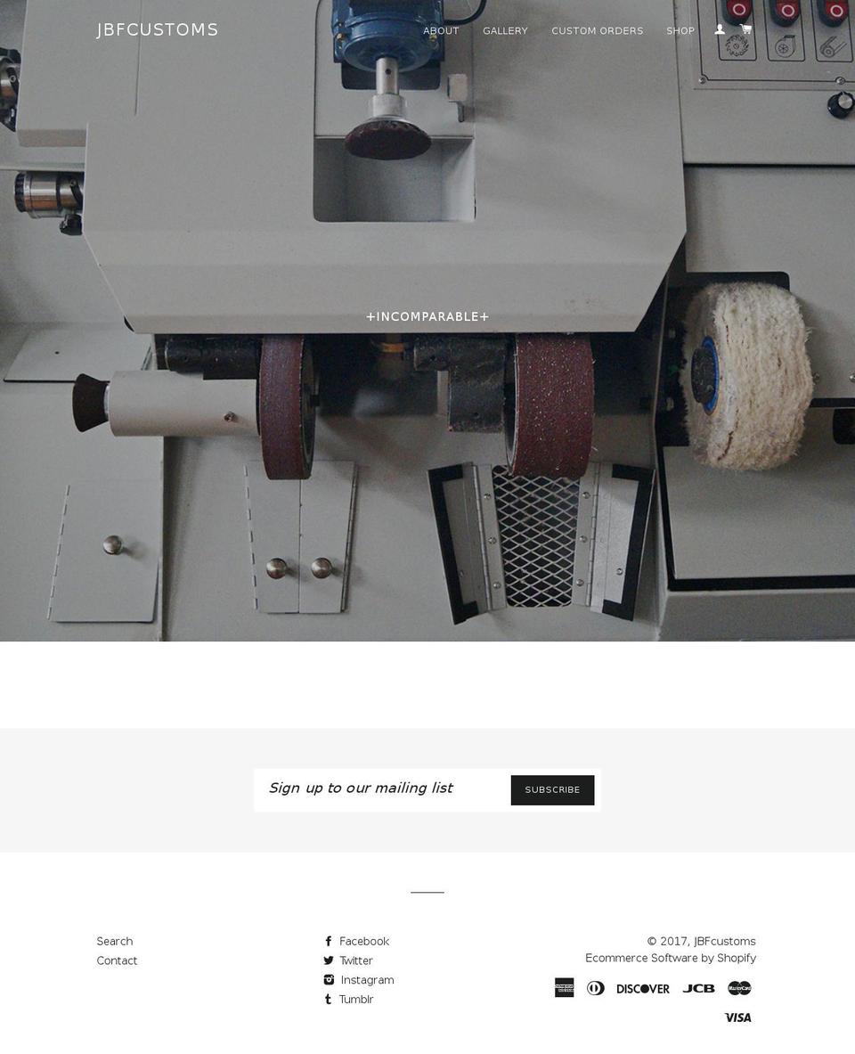 jbfcustoms.com shopify website screenshot