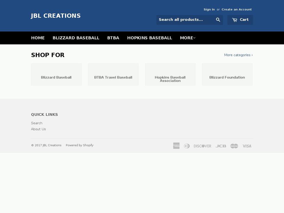 jbl-creations.com shopify website screenshot