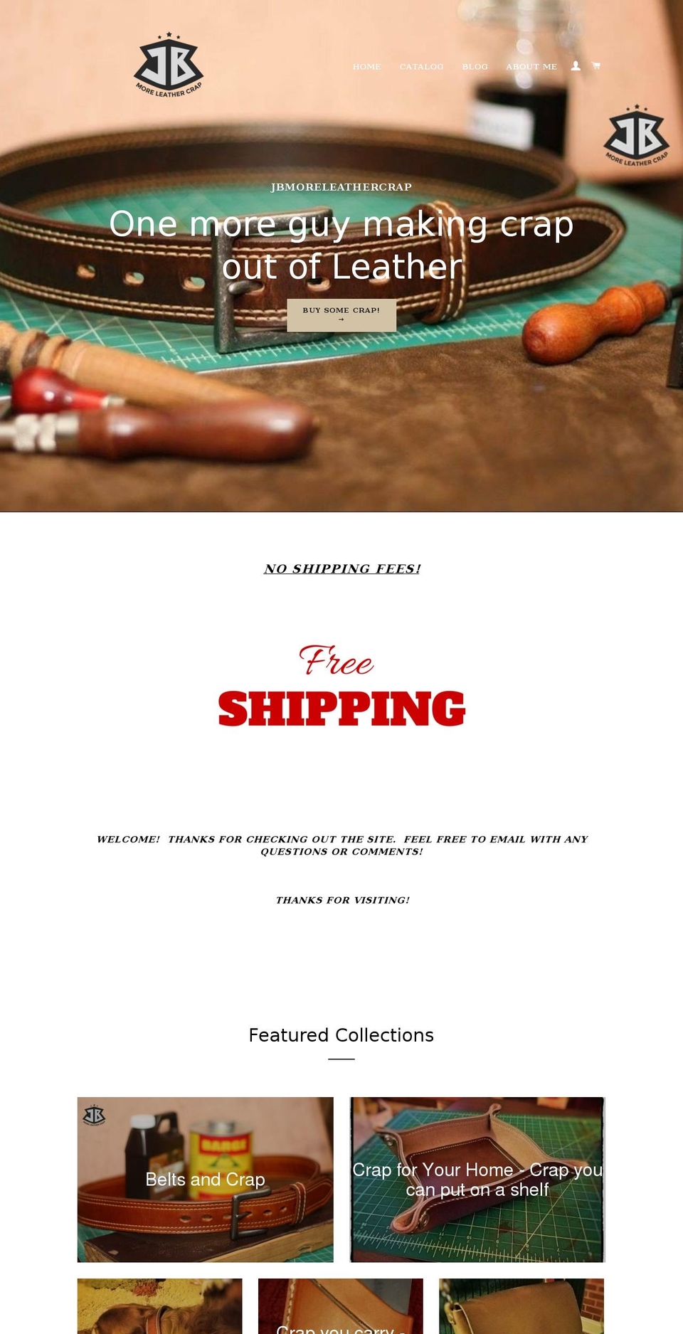 jbmoreleathercrap.com — Shopify storefront screenshot