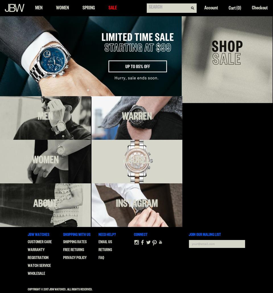 JBW MASTER THEME Shopify theme site example jbw.com