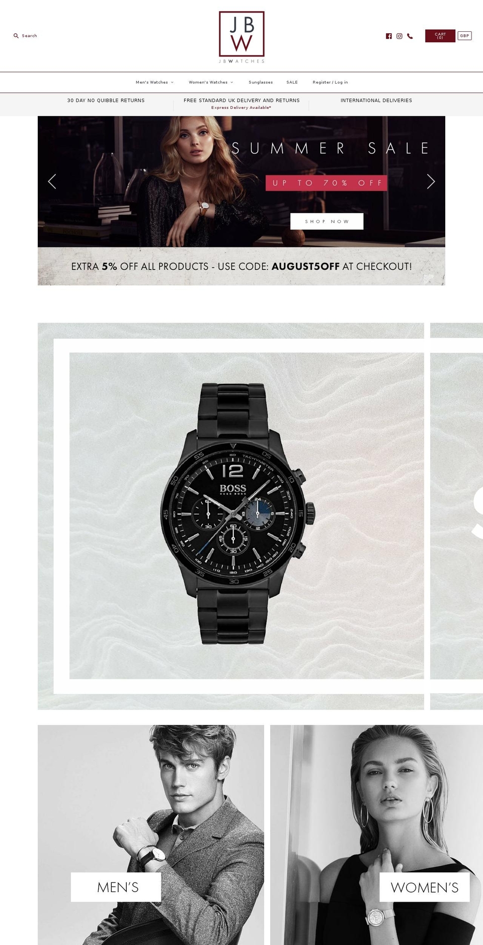 jbwatches.com — Shopify storefront screenshot