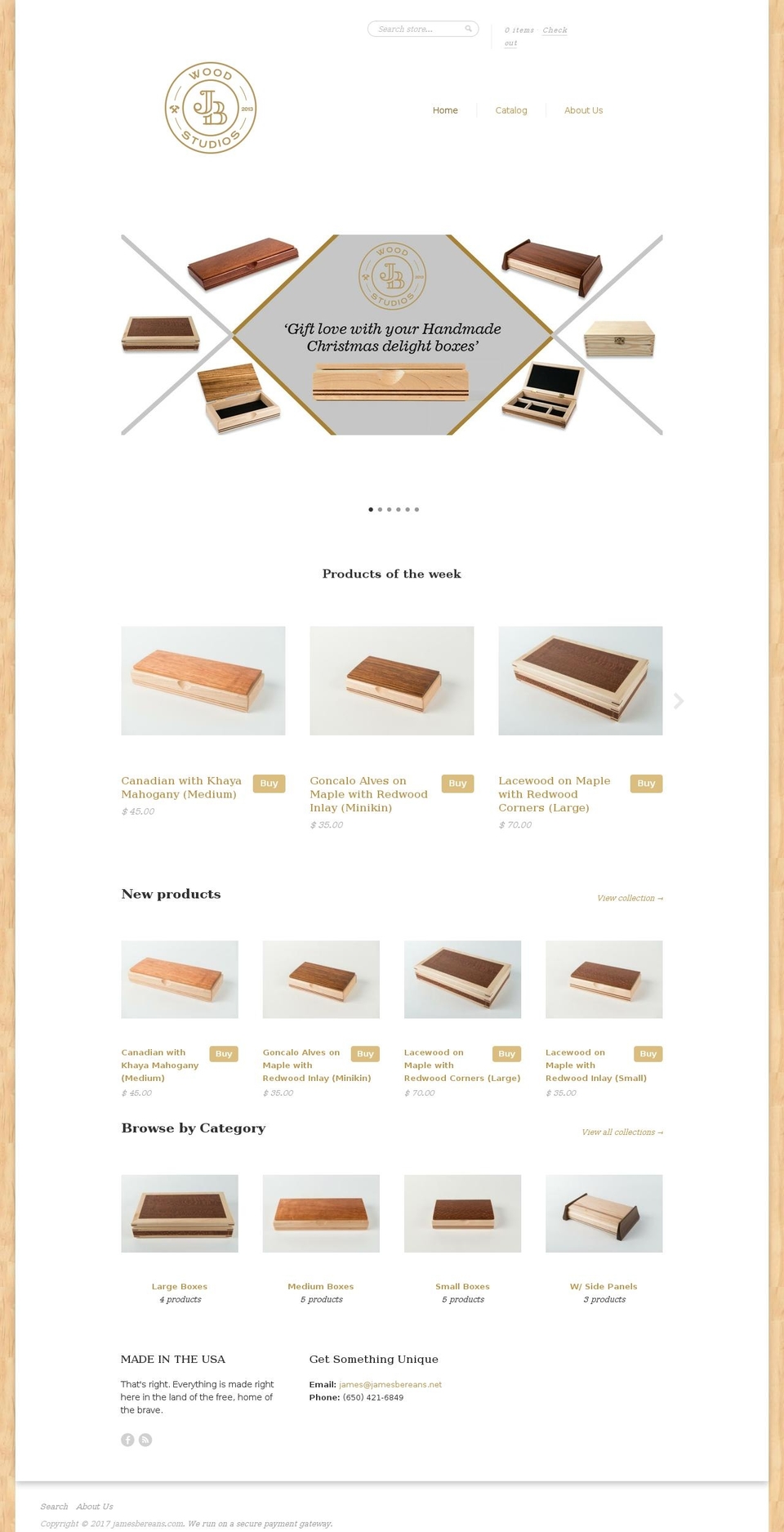 jbwoodstudio.com shopify website screenshot