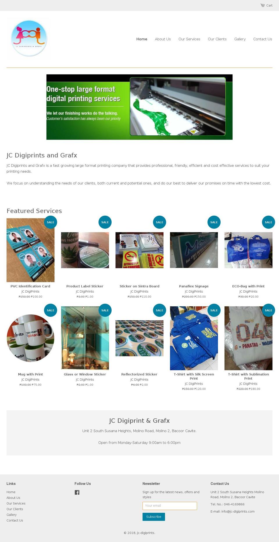 jc-digiprints.com — Shopify storefront screenshot