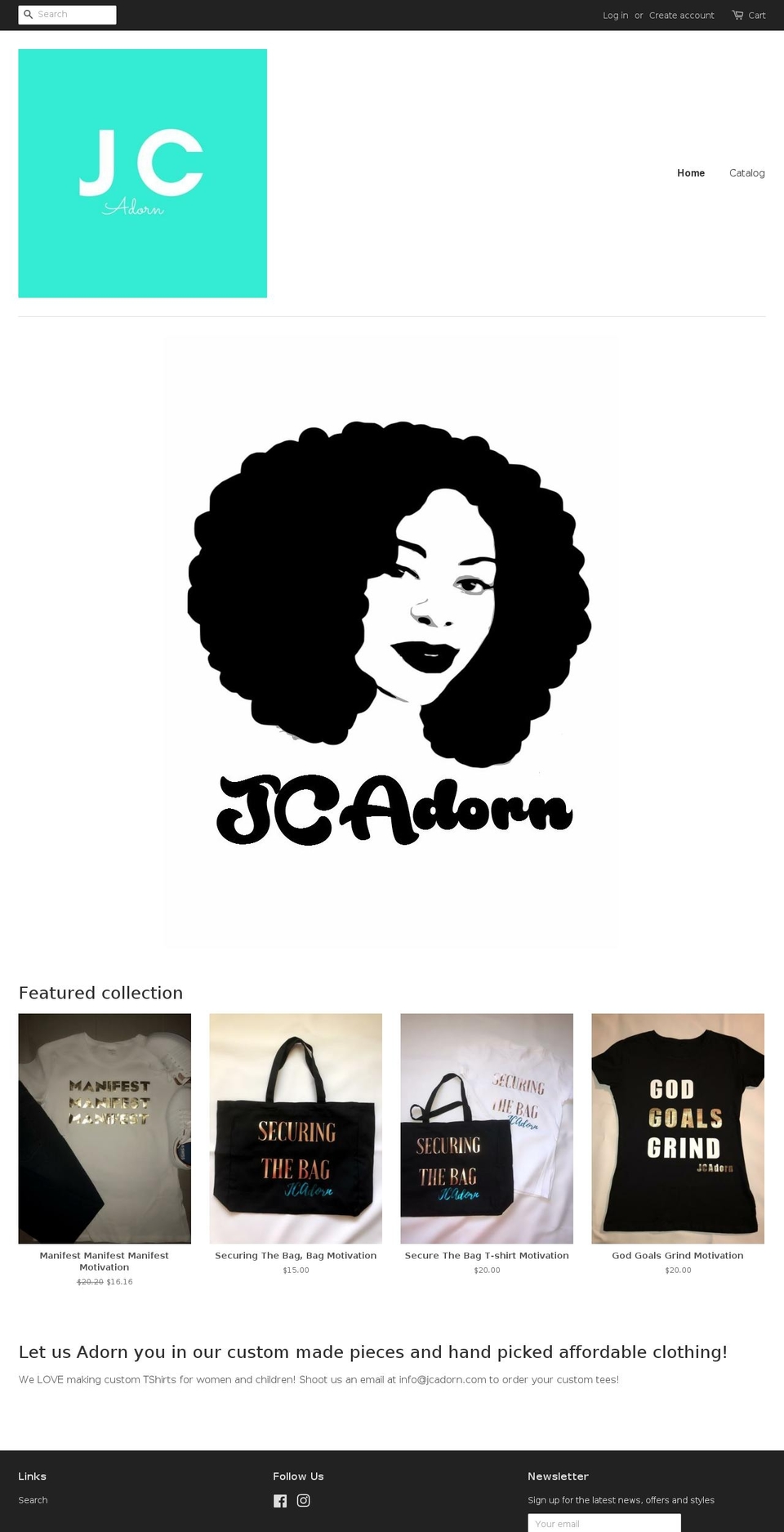 jcadorn.com — Shopify storefront screenshot