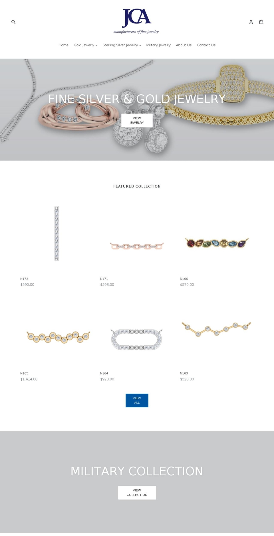 jcajewelry.com shopify website screenshot