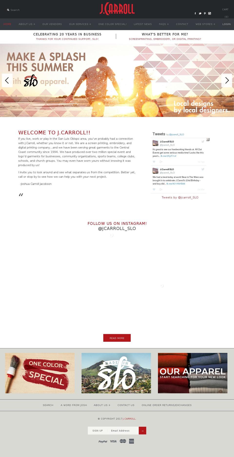 jcarroll.com shopify website screenshot