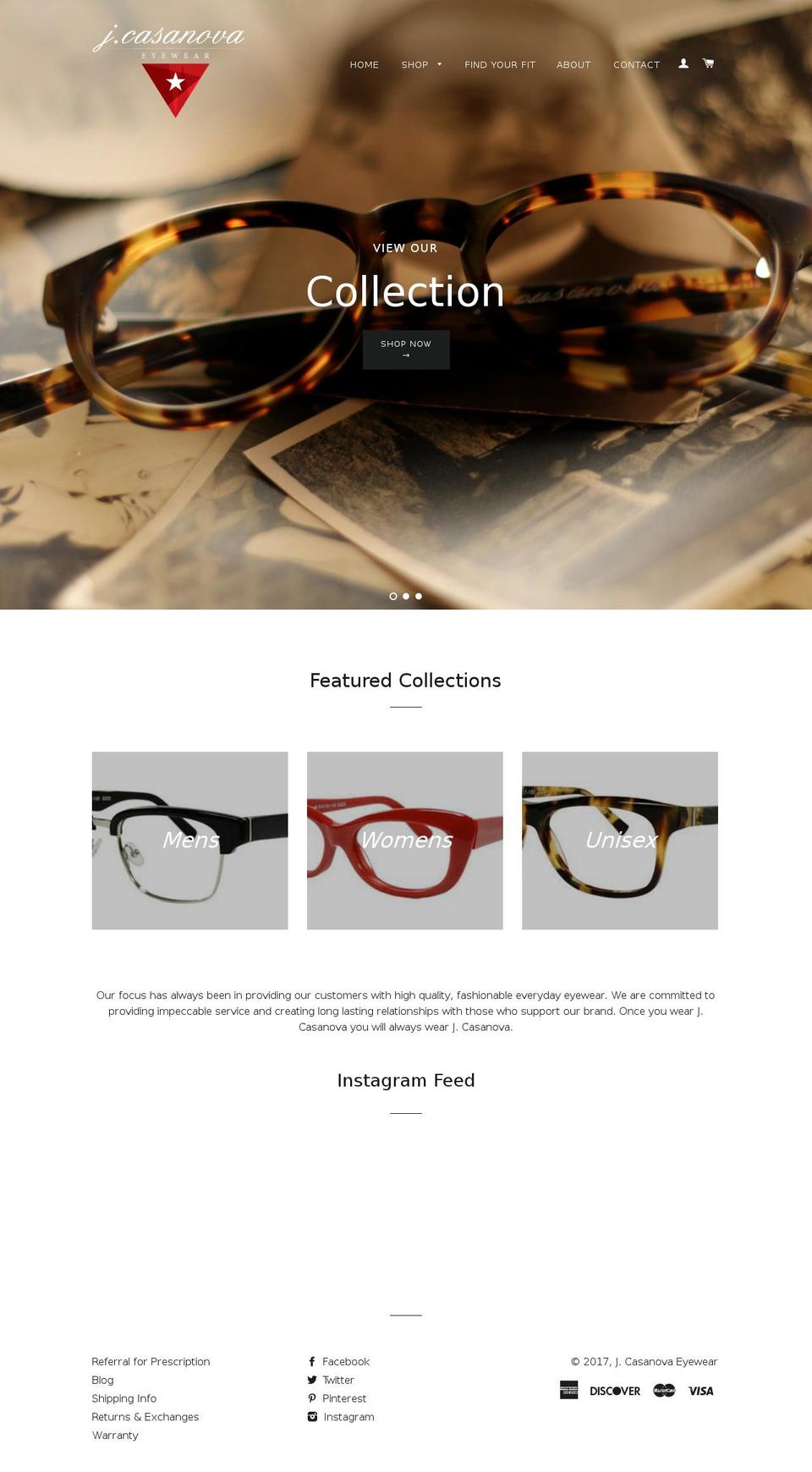 jcasanovaeyewear.com shopify website screenshot