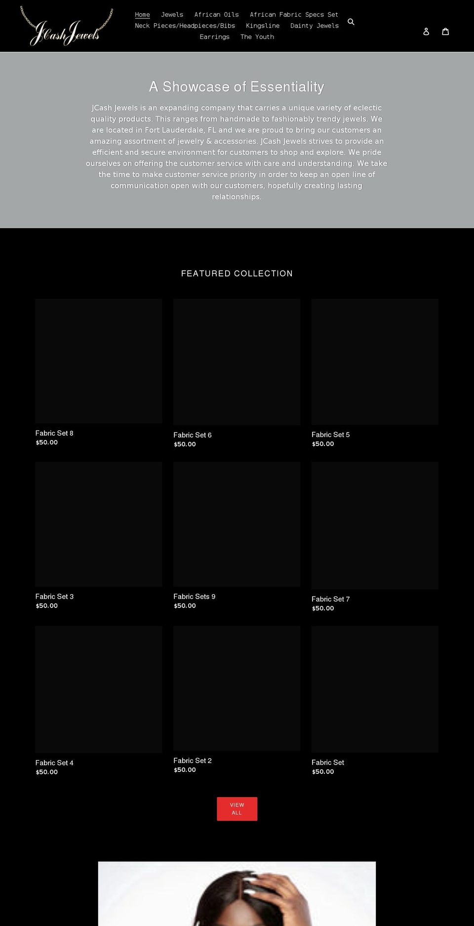 jcash-jewels.com shopify website screenshot
