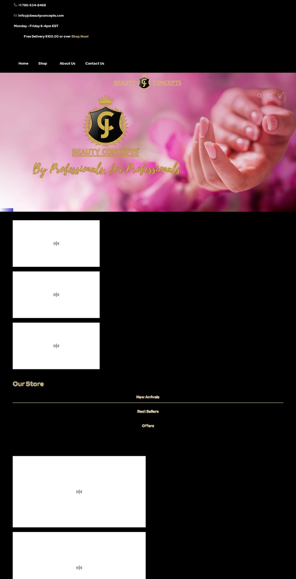 jcbeautyconcepts.com shopify website screenshot