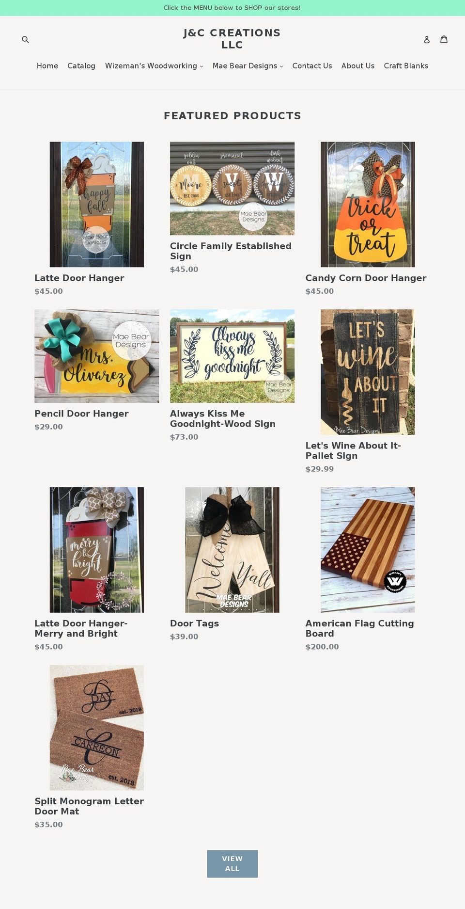 jccreationsllc.com — Shopify storefront screenshot