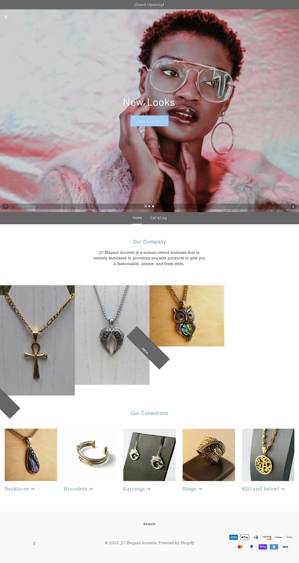 jcelegantaccents.com shopify website screenshot