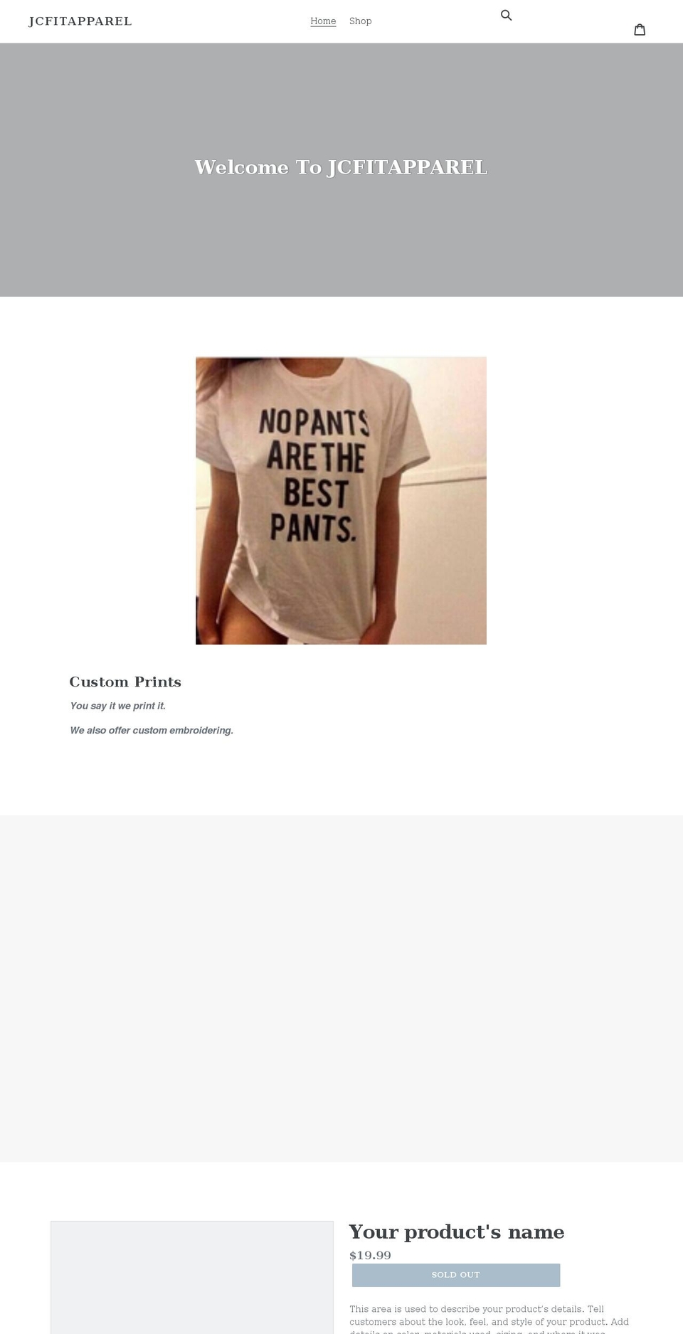 jcfitapparel.com shopify website screenshot