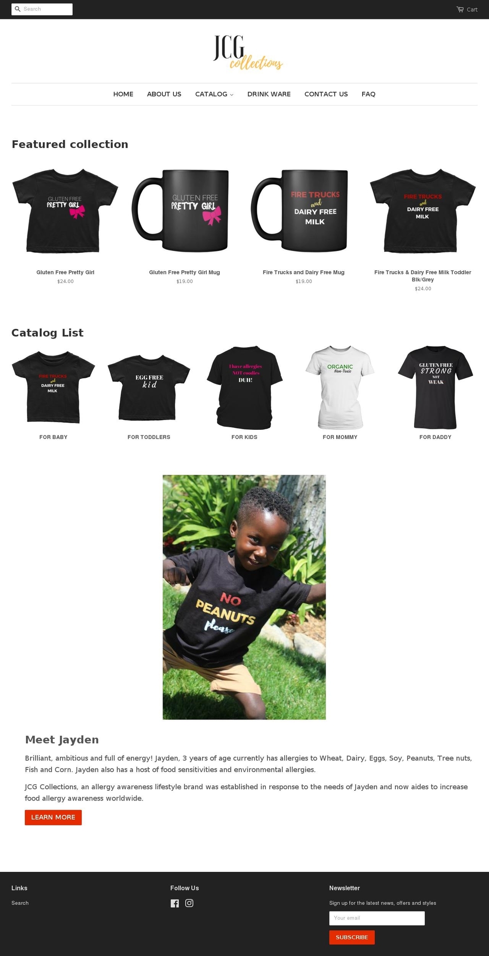 jcgcollections.com — Shopify storefront screenshot