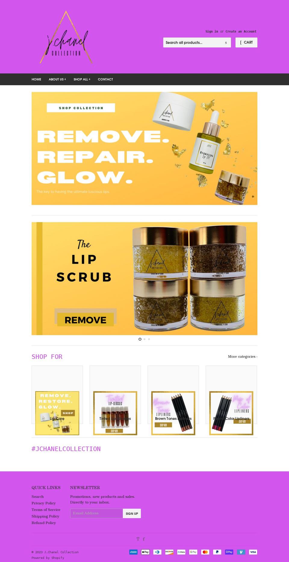 jchanelcollection.com shopify website screenshot